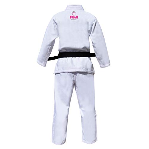FUJI Kids All-Around Brazilian Jiu Jitsu Gi with Pink Lettering Belt, White, Size WC0