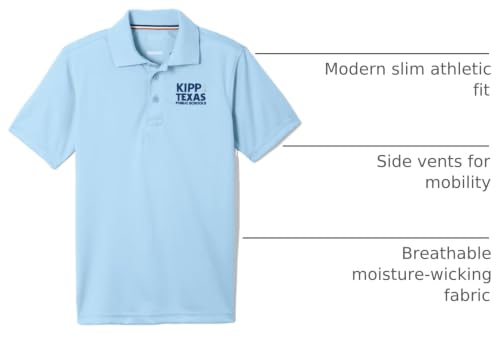 Youth Performance Polo Shirt - Short Sleeve, Moisture-Wicking, Light Blue, 6-7