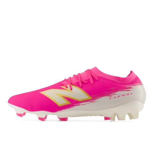 New Balance Unisex Furon Team FG V8 Soccer Cleats - Pink Heat/Sea Salt, 11.5 Women / 10 Men