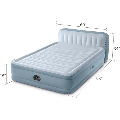 Intex Queen Air Mattress with Headboard & Built-In Electric Pump, 18-Inch Height