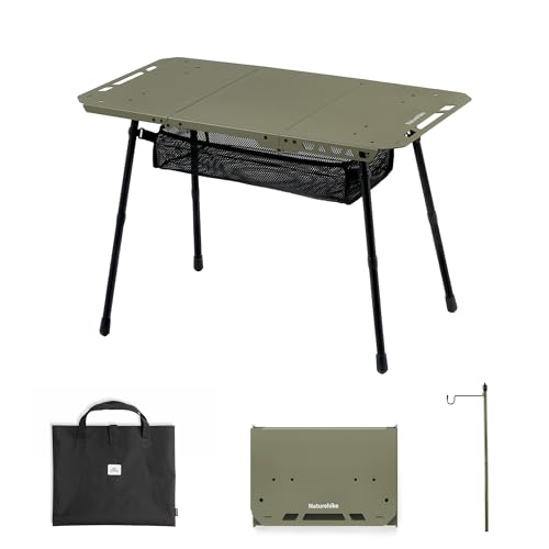 Naturehike Green Tactical Camping Table - Adjustable Height, Lightweight & Portable
