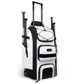 White 55L Wheeled Baseball & Softball Bag with Bat Holders & Ventilated Cleat Compartment