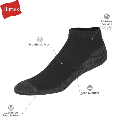 Low Cut Black Moisture-Wicking Cushioned Socks Pack - 12 Pairs