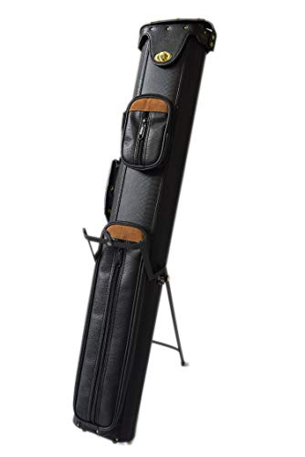 2-Pack Hard Pool Cue Case with Stand, Holds 2 Butts & 4 Shafts, Vinyl Cover