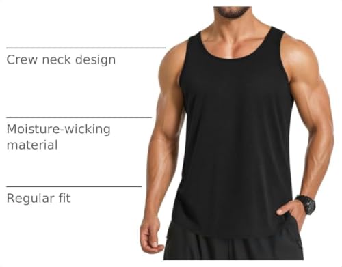 Men's Quick Dry Workout Tank Top 3 Pack - Gym Muscle Sleeveless T-Shirts