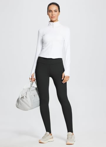 Women's High-Waisted Leggings with Pockets - 27 Inch Inseam, Large, Black
