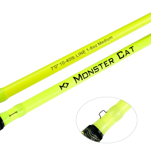 Glow Catfish Fishing Rod 7' Medium - Yellow - Night Fishing Cast Rod