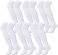 Over Knee Football Socks - 6 Pairs White, XL Tube Socks