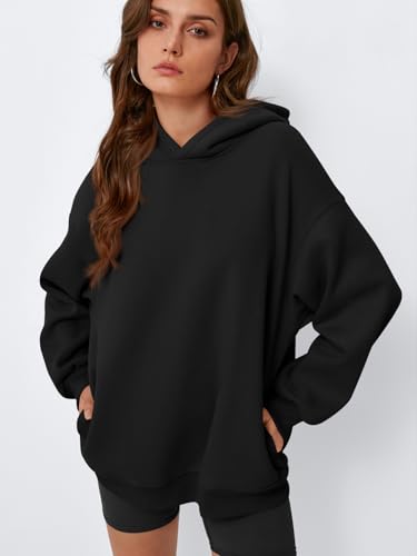 EFAN Women's Oversized Hoodies Small Black Comfort Sweatshirt Cute Outfit