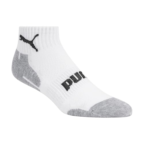 Kids' Quarter Crew Socks 8-Pack White 9-11 with Extra Cushion & Arch Support - Boy's Athletic Socks