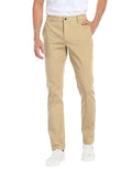 Men's Lightweight Slim Fit Golf Pants 34W x 32L Khaki Performance Stretch