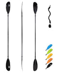 OCEANBROAD Adjustable Kayak Paddle - 94in Black with Aluminum Shaft & Leash