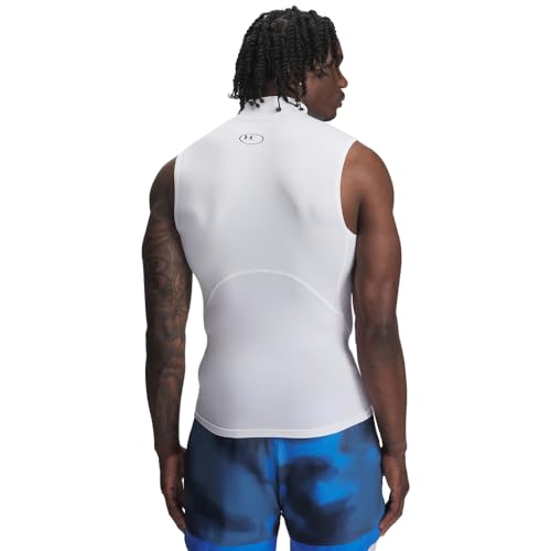 Under Armour HeatGear Armour Compression Mock Sleeveless Small White & Black