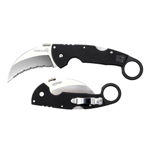 Serrated Cold Steel Tiger Claw Folding Knife 3-Inch S35VN Blade Tactical Lock