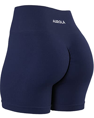 AUROLA Power Workout Shorts for Women - Medium Pack Black/Navy/Chocolate - Tummy Control, Squat Proof, Seamless Active Shorts