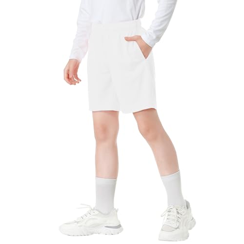 Youth Athletic Shorts for Boys and Girls Soccer Basketball - 6 Years White