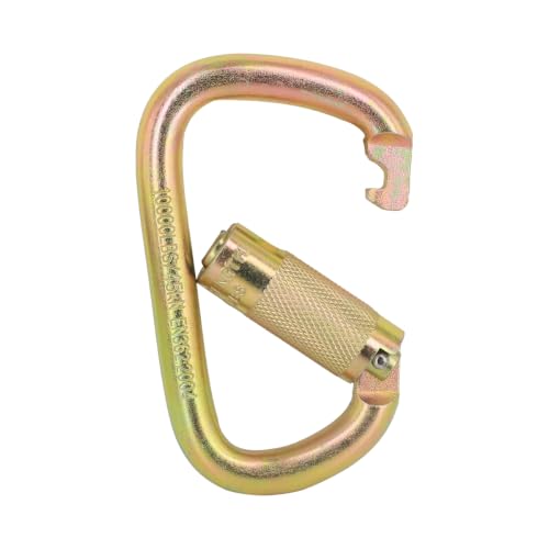 Heavy Duty Auto Locking Carabiner Steel Climbing Carabiners 45KN Gold 1Pack