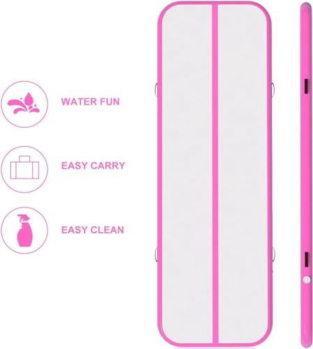 Pink 10ft Inflatable Gymnastics Air Mat with Electric Pump - Tumbling & Training Mat