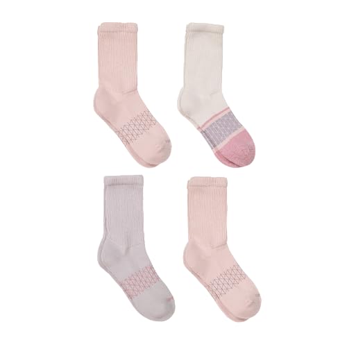 Hanes Women's Non-Binding Crew Socks 4-Pack - Pink, Tan, Green, Cushioned