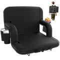 Extra Wide 25" Stadium Seat with Back Support, Foldable Bleacher Chair, Black