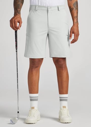 Willit Men's Stretch Golf Shorts 9-Inch Inseam Casual Cargo Quick Dry Light Gray