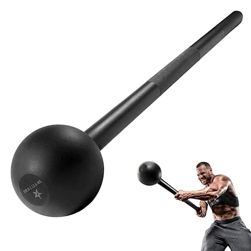 Yes4All 30lb Black Steel Mace Bell for Strength Training, Durable & Non-Slip Grip