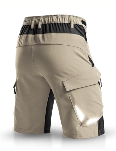 Men's Hiking Cargo Shorts - 4-Way Stretch, 6 Secure Pockets, Large / Light Khaki