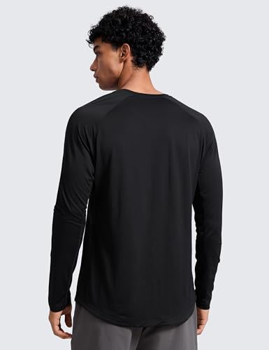 Men's Medium Black Quick Dry Long Sleeve Workout Shirt - Breathable Active Top