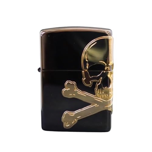 Zippo Refillable Metal Lighter with Skull Black Case Design