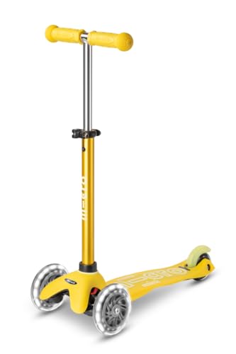 Micro® Mini Deluxe LED Scooter 3 Wheels for Toddlers - Yellow, 21.06x9.25x36.61 inches