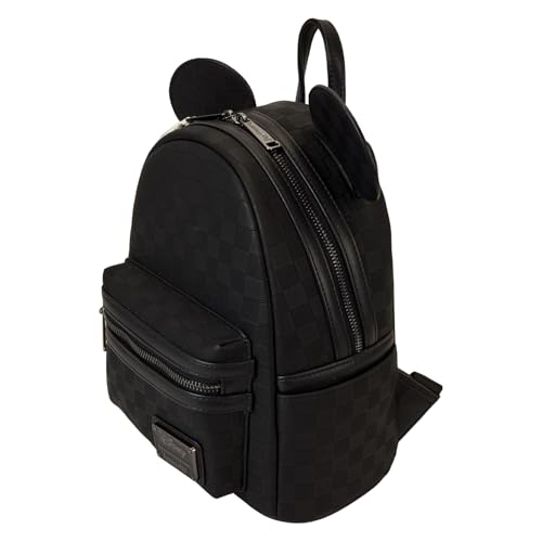 Loungefly Disney Mickey Mouse Checkered Mini Backpack - Vegan Leather, Adjustable Straps