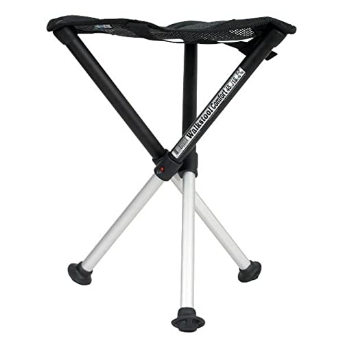 Walkstool Comfort 18-Inch Folding Stool - Black & Silver Aluminium Tripod