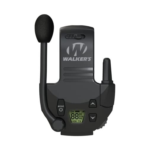Walker's Razor Slim Electronic Muff (MultiCam Camo Tan) Bundle with Walkie-Talkie Attachment, Shooting Glasses and Cleaning Cloth (4 Items)