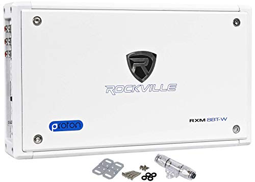 Rockville RXM8BTW 8 Channel Marine Boat Amplifier with Bluetooth - White