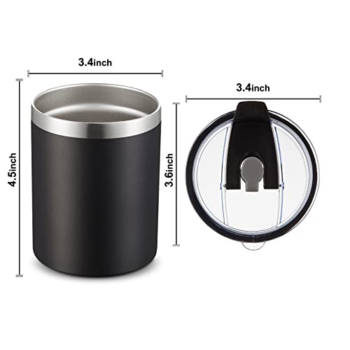 12 Pack Stainless Steel Lowball Tumblers with Straw & Lid - Black