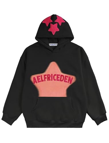 Aelfric Eden Men's Y2K Graphic Oversized Hoodie Black Medium Aa02 - Casual Streetwear