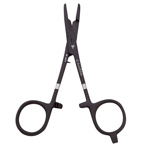 Fly Fishing Clamp - 5.5 Inch Straight Black Fish Handling Tool