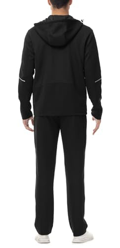 Men's 2-Piece Track Sweat Suit Set with Hood - Black, 4X-Large