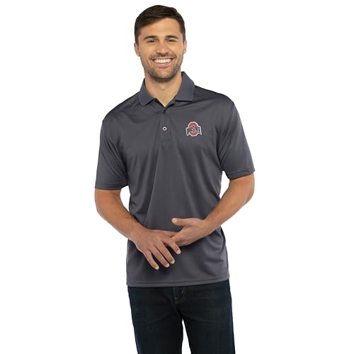 Men's College Team Color Polo Shirt - Moisture Wicking, Embroidered Logo - Ohio State Large