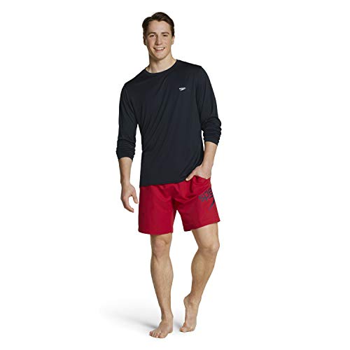 Men's UV Swim Shirt Long Sleeve Rash Guard with UPF50+ - Large Black