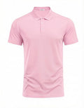PINSPARK Men's Short Sleeve Golf Polo Shirt - Large Dark Pink Slim Fit Quick Dry