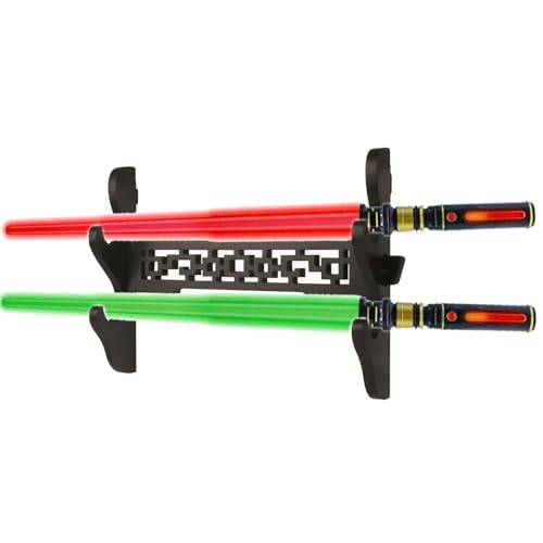 Wall Mount Samurai Sword Display Rack 2-Tier Black - Versatile Weapon Holder