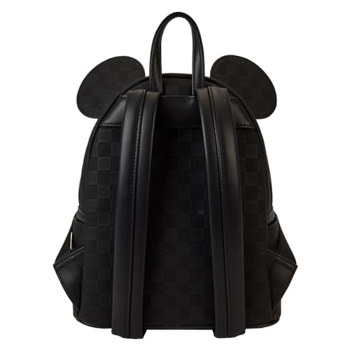Loungefly Disney Mickey Mouse Checkered Mini Backpack - Vegan Leather, Adjustable Straps