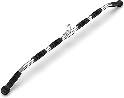 Heavy Duty Lat Pulldown Bar with Rubber Handgrips - 48 Inch Cable Attachment for Home Gym