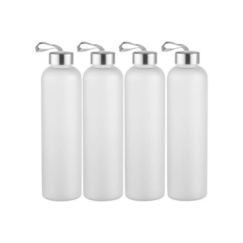 Novelinks Frosted 27oz Water Bottles Pack with Airtight Lids - Leakproof & Reusable