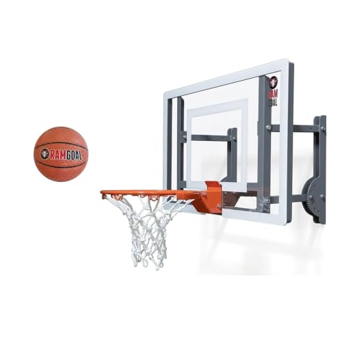 Wall Mounted Indoor Mini Basketball Hoop with Ball - 24-Inch Backboard & Breakaway Rim - Variation: Basketball Hoop + Ball