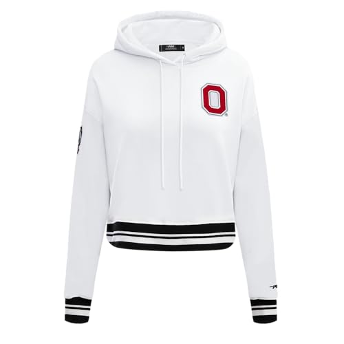Ohio State Buckeyes Womens Cropped Hoodie - College Classic Essentials - Medium White Black