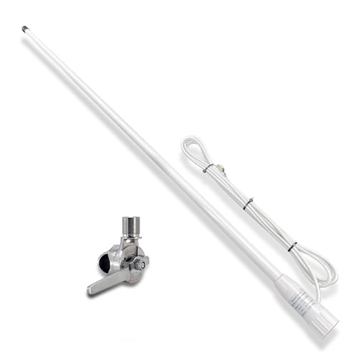 44-Inch Waterproof Marine Radio Antenna with Stainless Steel Mount & Ratchet Rail Bracket