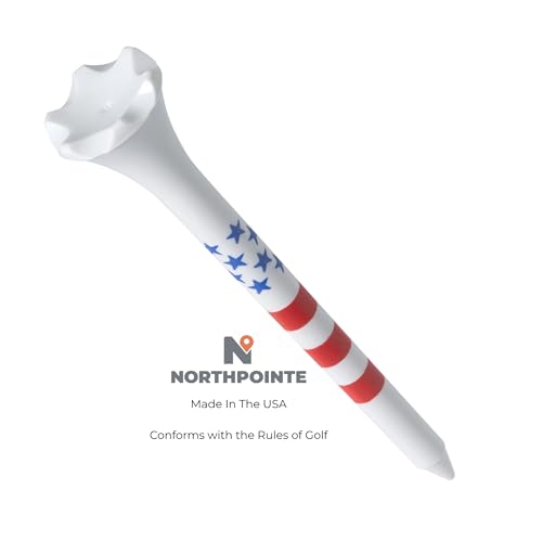 USA Stars and Stripes American Flag Golf Tees - 100 Bulk Plastic Patriotic Tees