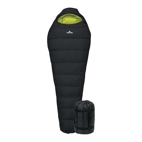 TETON Sports LEEF 0°F Ultralight Mummy Sleeping Bag for Camping & Backpacking - Black/Sage